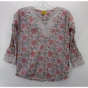 Roberta Roller Rabbit Top 10 Pullover Blouse Floral Boho Embroidered